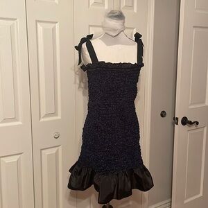 Petersyn M size mini dress black and navy blue 100% polyester